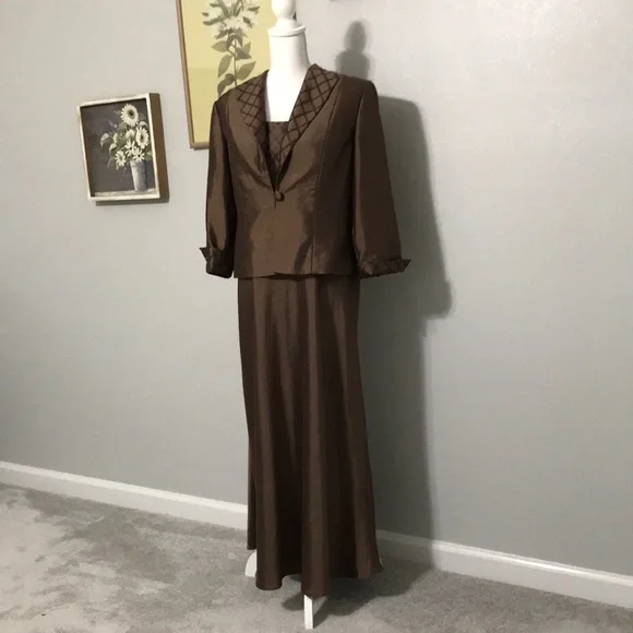 Jessica Howard | Dresses | Jessica Howard Brown Formal Dress And Jacket |  Poshmark